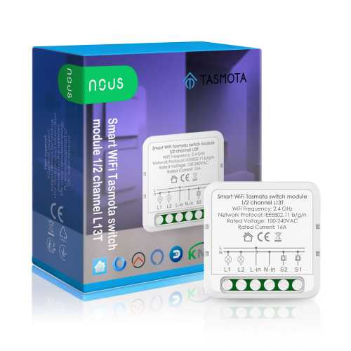 Releu NOUS L13T cu control WiFi cu Tasmota cu 1/2 canale 16A